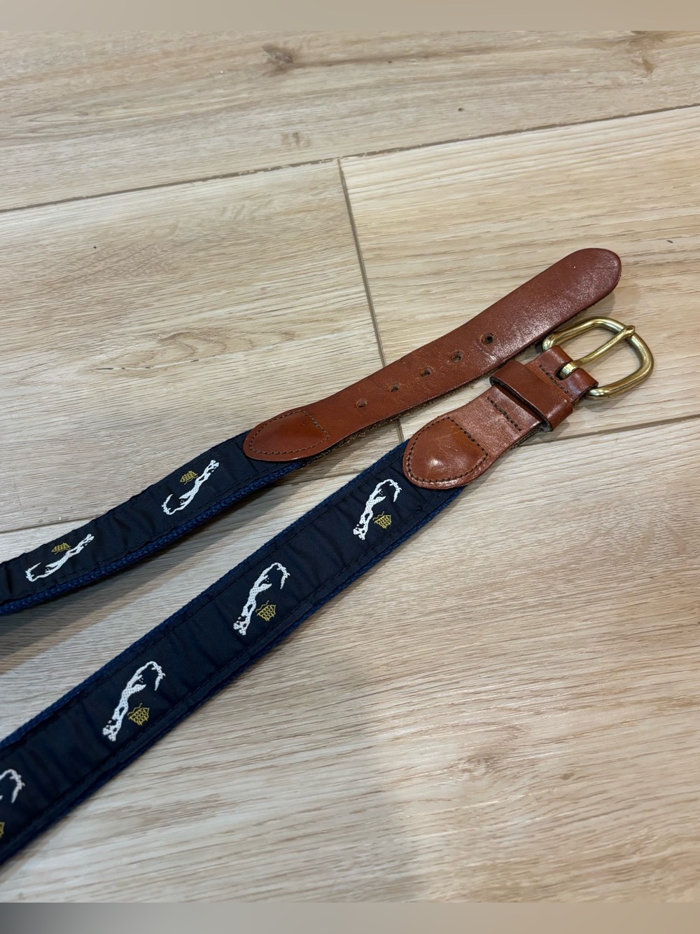 Leather Man Ltd Belt Men 32 Boat Canvas Leather Brass Blue Island Of Bermuda USA